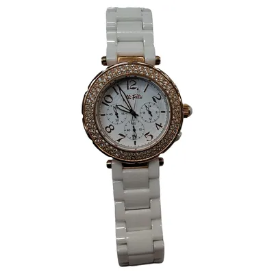 Folli Follie Damen Armbanduhr Keramik Weiß Strukturmuster Strass