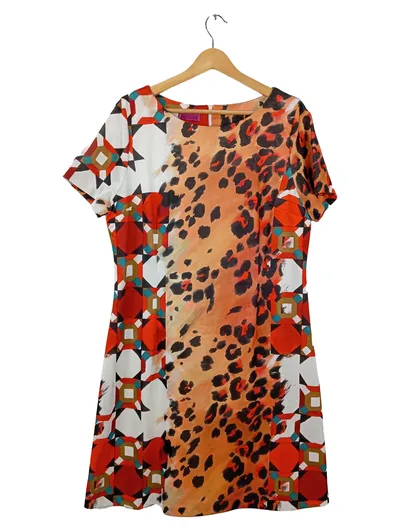 Bea Tricia Damen Kleid Gr. 42/XL Animal-Print Mehrfarbig Viskose