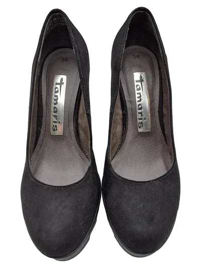 Tamaris Damen Plateau Pumps Schwarz Gr. 36 High Heels Elegant