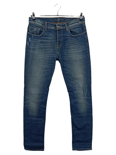 7 For All Mankind Chad Herren Destroyed Jeans W 31 Blau Denim Used Look