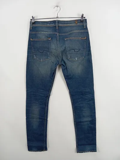 7 For All Mankind Chad Herren Destroyed Jeans W 31 Blau Denim Used Look