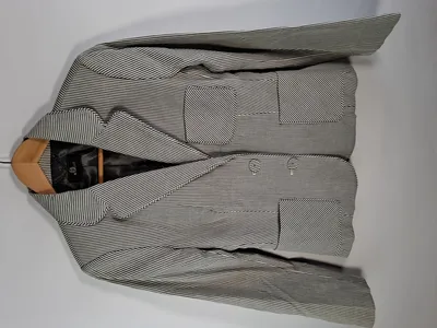 MANGO Damen Hosenanzug Gr. 42 XL Schwarz Gestreift Business