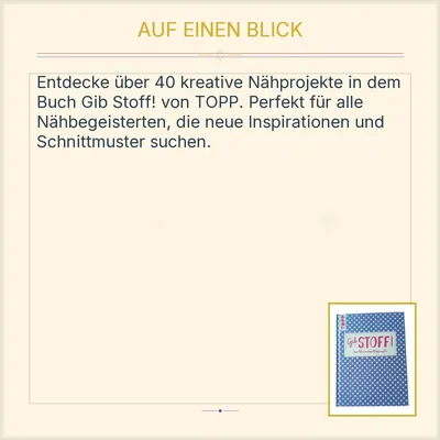 TOPP Buch Gib Stoff! Über 40 schnittige Nähprojekte Nähen Hobbybuch Hardcover