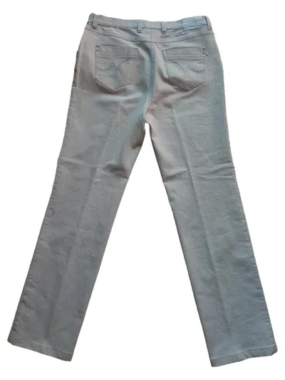 Toni Denim Damen Hose Jeans W35 Gr. 44 Beige Baumwolle Stretch Casual Basic