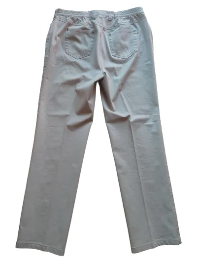 Toni Damen Hose Stoffhose Gr. 44 Beige Baumwolle Stretch Strass Casual Sport