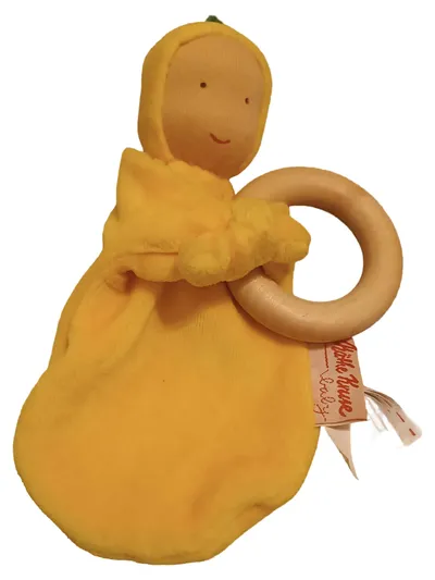 Käthe Kruse Greifling Baby Stoff Holz Gelb 10x16 cm
