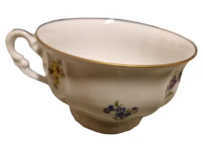FÜRSTENBERG Porzellan Tasse Blumenmuster Goldrand Weiß Klassisch