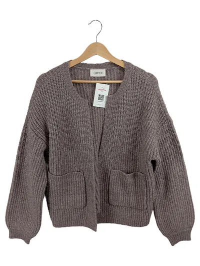 Cartoon Damen Strickjacke Braun Gr. 38 M Glitzer Rippstrick Casual
