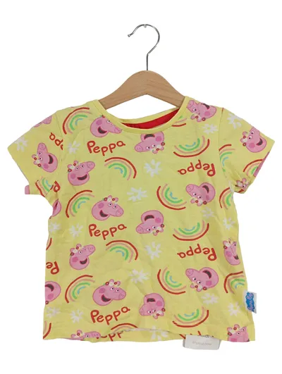 Peppa Wutz Kinder T-Shirt Gr. 104 Gelb Kurzarm Tiermotiv Baumwolle