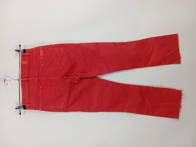 7 For All Mankind Damen Flare Jeans Hose Rot Gr. 38 W29 Fransen