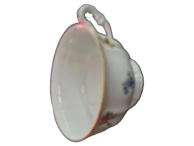 FÜRSTENBERG Porzellan Tasse Unterteller Weiß Blumenmuster Klassisch 6cm