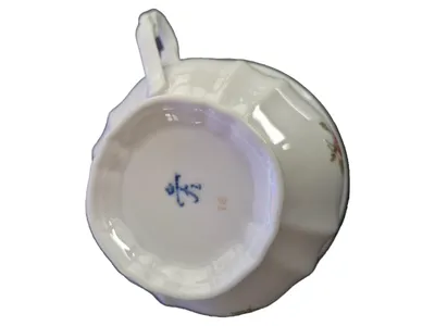 FÜRSTENBERG Porzellan Tasse Unterteller Weiß Blumenmuster Klassisch 6cm