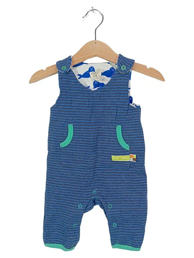 Loud + Proud Baby Latzhose Strampler Blau Gestreift Gr. 50x56 Baumwolle