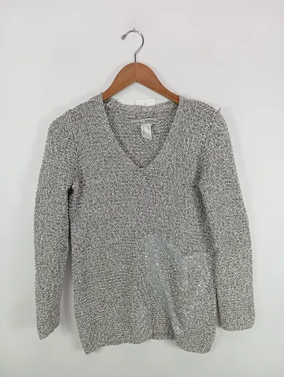 Ashley Brooke Damen Pullover Gr. 34/XS Grau Pailletten Modisch