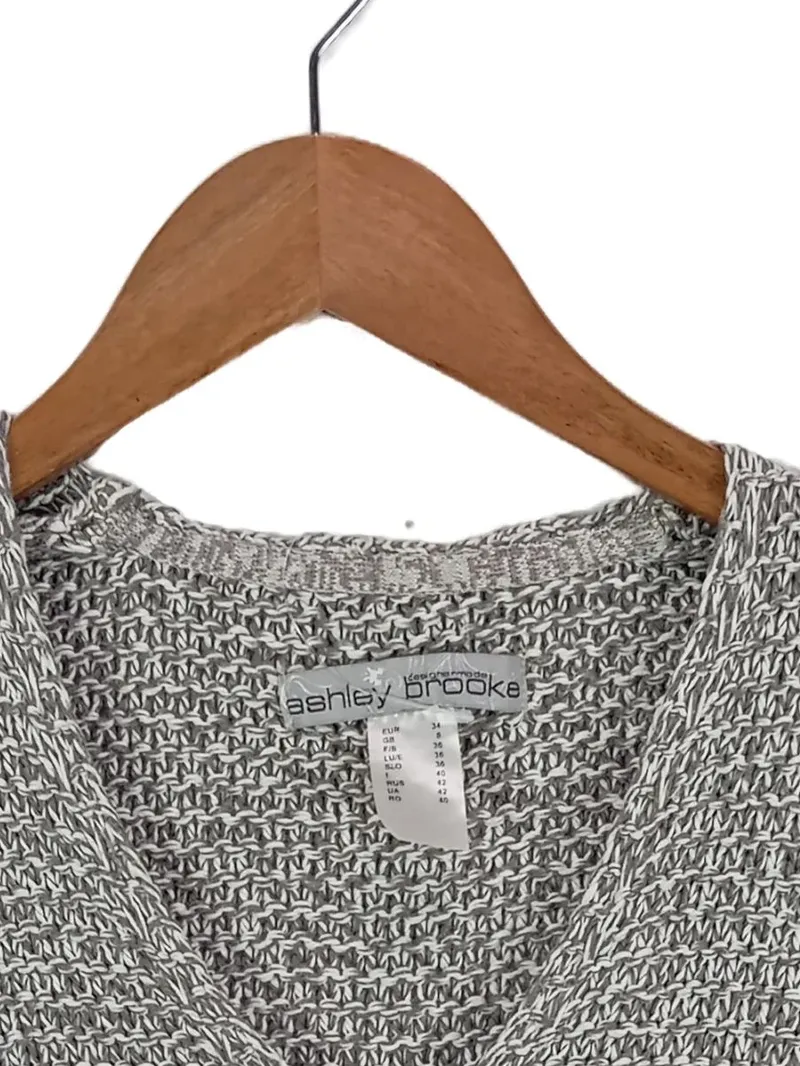 Ashley Brooke Damen Pullover Gr. 34/XS Grau Pailletten Modisch 3