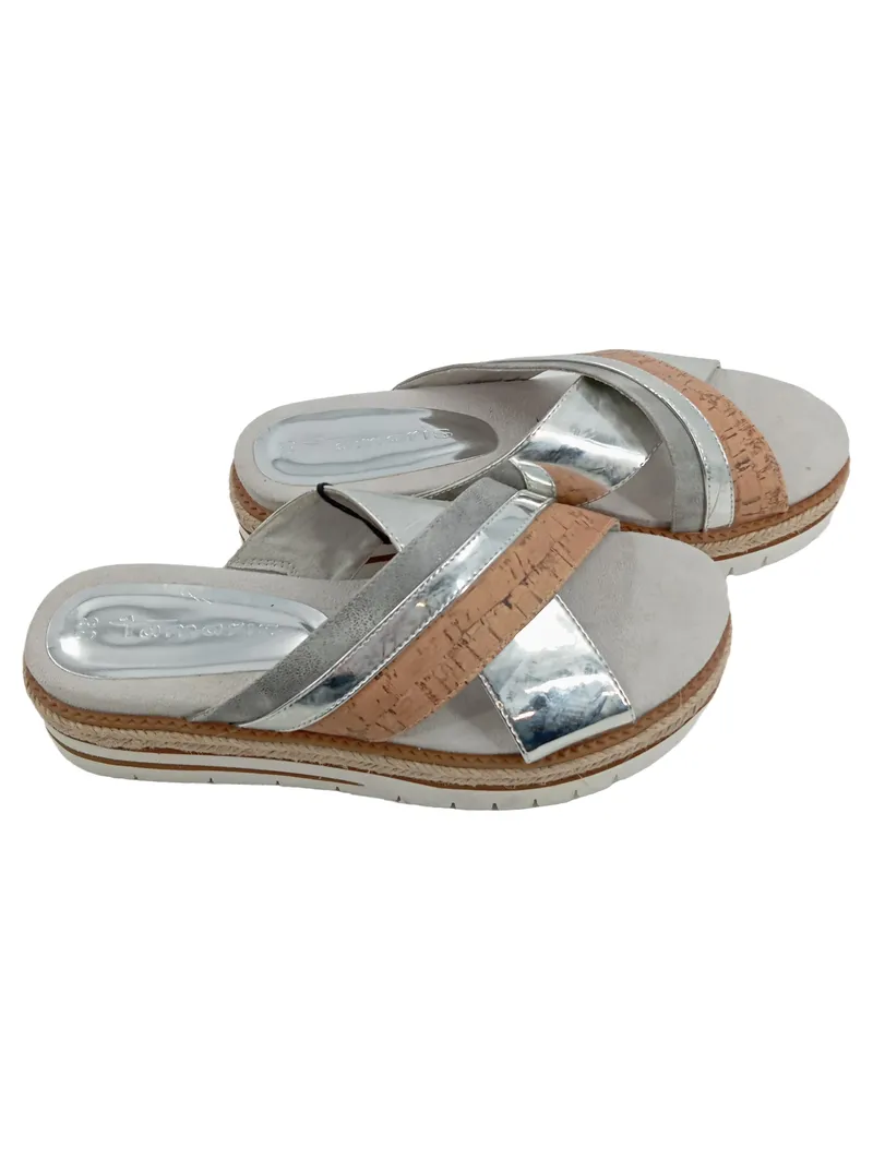Tamaris Damen Pantoletten Gr. 38 Mehrfarbig Modern Keilabsatz 5cm 1
