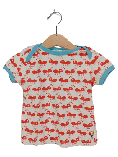 loud + proud Baby T-Shirt Gr. 74/80 Weiß mit Ameisenmuster