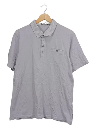 Ted Baker Herren Poloshirt Grau XL Casual Baumwolle