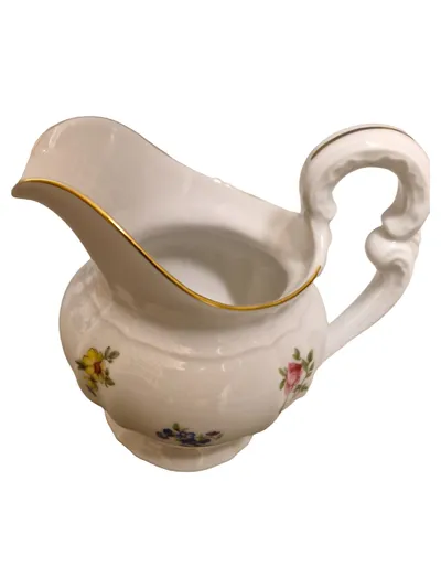 FÜRSTENBERG Milchkännchen Porzellan Blumenmuster Weiß Klassisch 9cm