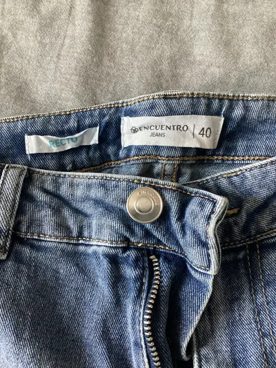Encuentro Damen Jeans Straight Leg Recto Blau Gr. 40 W31 L26 Nieten
