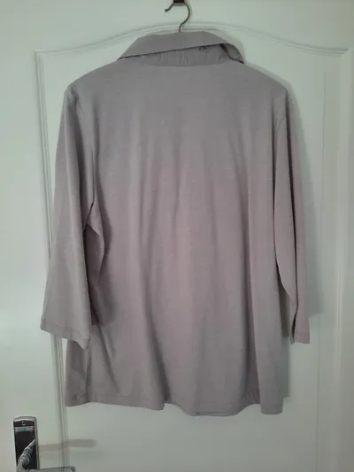 MONA Damen Poloshirt Gr. 44 XXL Beige Casual Print 3/4-Arm