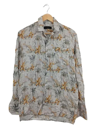 DRYKORN Herren Freizeithemd Gr. 46 S Mehrfarbig Palmen Muster Casual Baumwolle