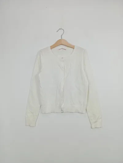 Bonpoint Strickjacke Mädchen Gr. 10 Jahre / 140 Weiß Elegant Glitzer