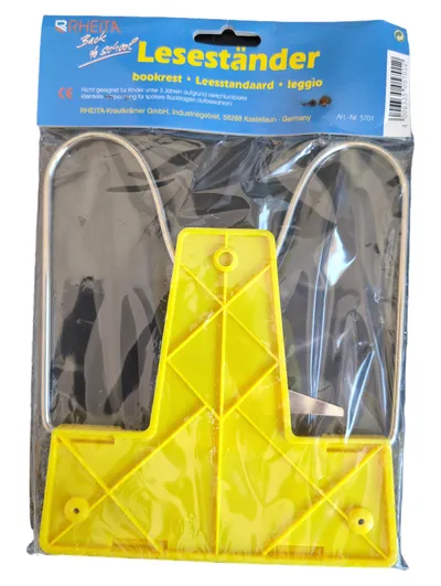 RHEITA Buchstütze Leseständer gelb Kunststoff Metall 21cm Höhe 17cm Breite