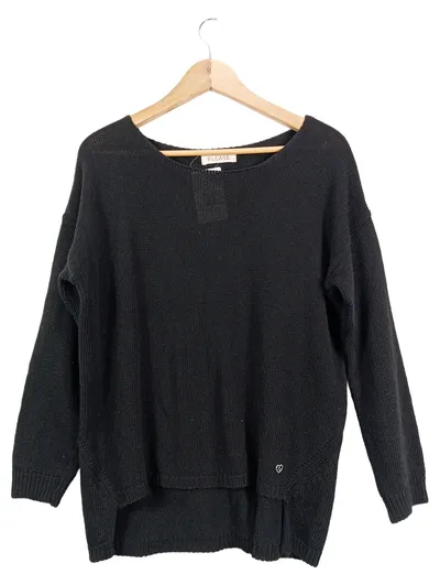 PLEASE Damen Pullover Oversized Rippstrick Schwarz Gr. 38 M Freizeit