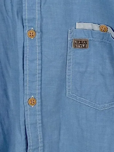 ONE WAY Hemd Herren Kurzarm Blau Gr. XL Casual Baumwolle