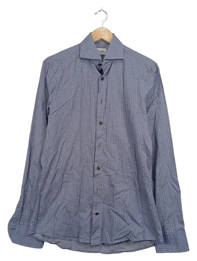 Stenströms Business Hemd Herren Blau Gemustert Gr. 48 M Baumwolle
