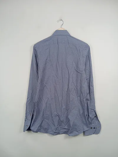 Stenströms Business Hemd Herren Blau Gemustert Gr. 48 M Baumwolle