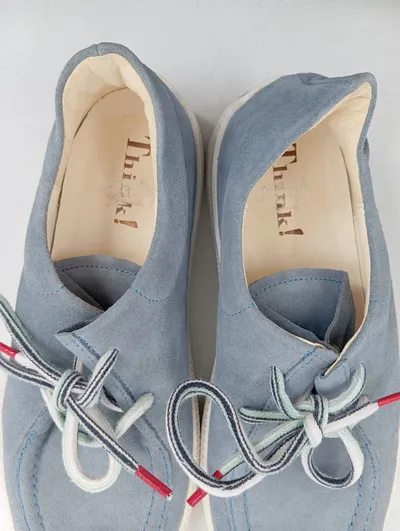 Think! Damen Schnürschuhe Halbschuhe Blau Leder Gr. 38 Casual