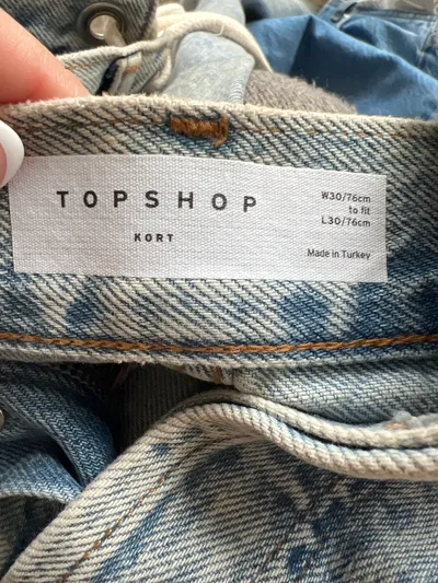 Topshop Mom Jeans Damen Gr. 30 Blau Schnürung Seite Vintage Look