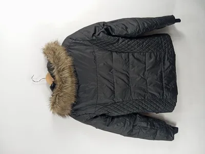etirel Winterjacke Damen Schwarz Gr. 40 L Kapuze Fellbesatz Gesteppt Sportlich