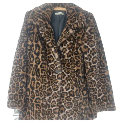 COUTURE LINE Damen Felljacke Kunstpelz Animal Print Mehrfarbig Gr. 38 M