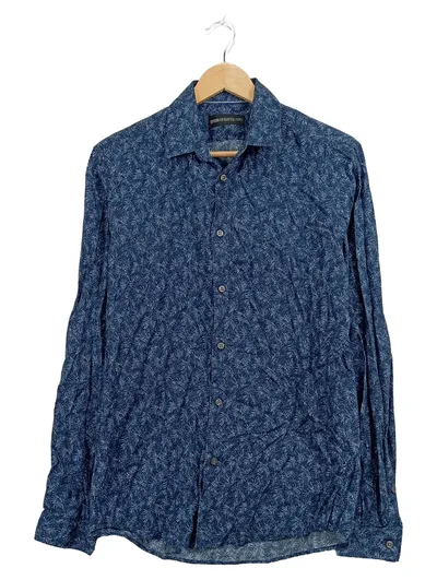 DRYKORN Freizeithemd Herren Gr. 46 S Blau Florales Muster Baumwolle Langarm