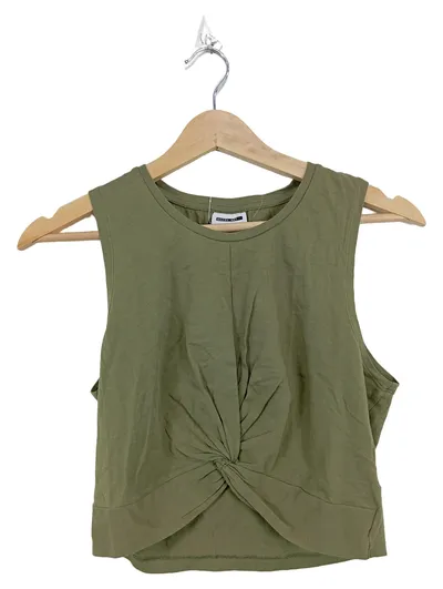 Noisy May Damen Top Gr. 40/L Grün Casual mit Raffung Cropped