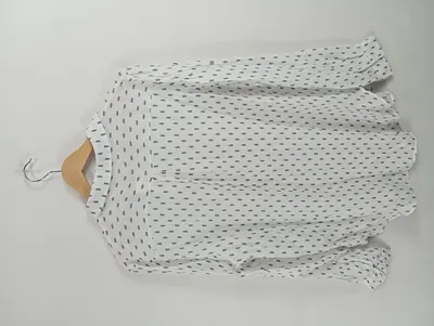 KETU Damen Hemdbluse Gr. XL Weiß Grafisch Langarm Casual