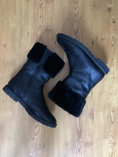 Högl Damen Schneestiefel Gore-Tex Schwarz Gr. 40 Lammfellbesatz Leder