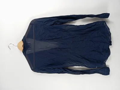 BOSS Orange Damen Bluse Gr. 48 Blau Rüschen Schleife Langarm