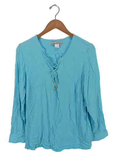 Ashley Brooke Damen Bluse 3/4 Arm Türkis Gr. 48 Viskose Casual