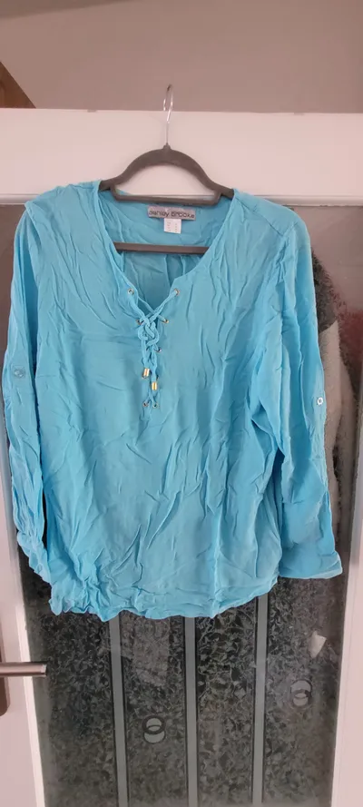 Ashley Brooke Damen Bluse 3/4 Arm Türkis Gr. 48 Viskose Casual