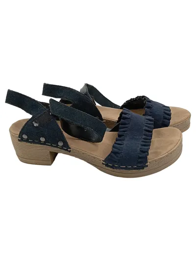 Rieker Sandaletten Damen Gr. 40 Blau Keilabsatz Casual Sommerschuhe