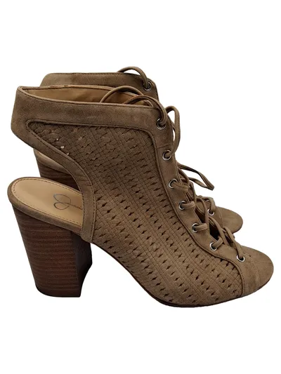 Jessica Simpson Damen Sandaletten Wildleder Lochmuster Beige Gr. 37,5