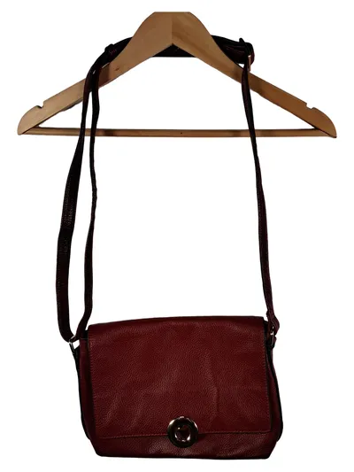 L.CREDI Damen Umhängetasche Leder Rot 28x21 cm Klassisch