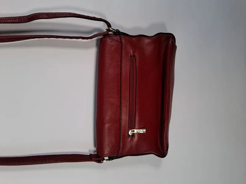 L.CREDI Damen Umhängetasche Leder Rot 28x21 cm Klassisch 3