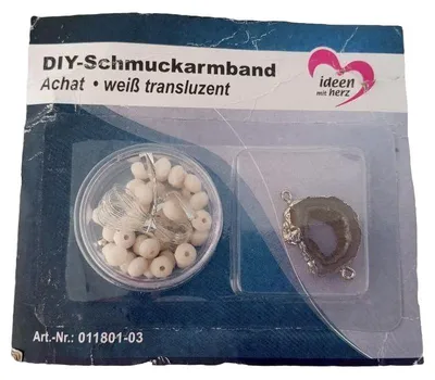 Ideen mit Herz DIY Schmuckarmband Bastelset Achat Perlen Weiß 39-teilig