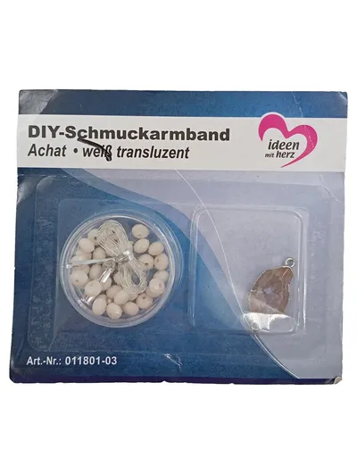 Ideen mit Herz DIY Schmuckarmband Bastelset Achat Perlen Weiß 39-teilig