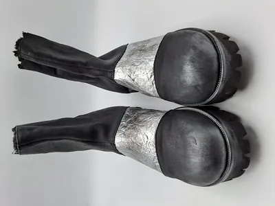 PAPUCEI Damen Schneestiefel Schwarz Gr. 50 Synthetik Metallic-Look